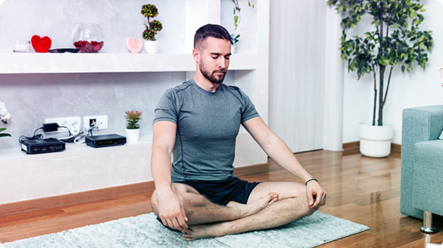 Person stretching on a yoga mat